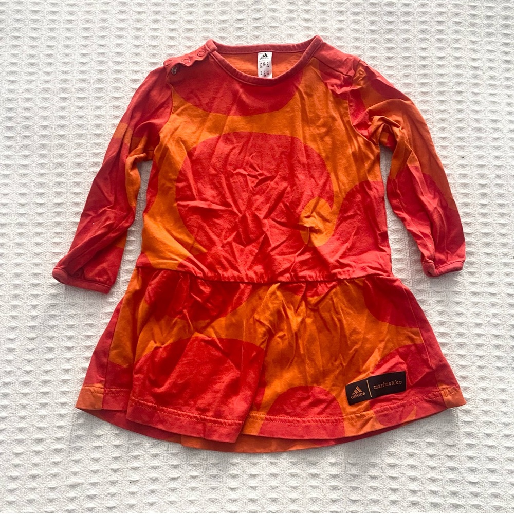 Adidas x Marimekko Vibrant Orange and Red dress size 9-12M